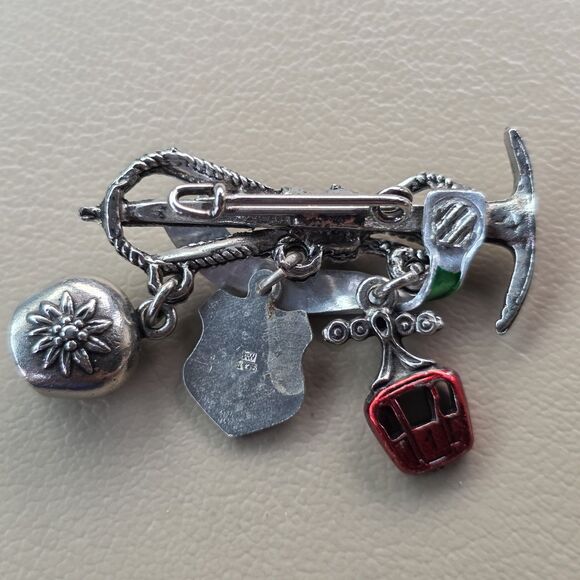 Switzerland Hat Lapel Pin  3 Charms Bell First Aid - Picture 6 of 12